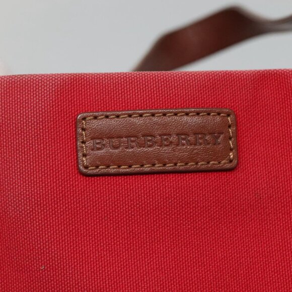 BURBERRY Tote Bag Canvas Red Auth ti2657 - Picture 11 of 13